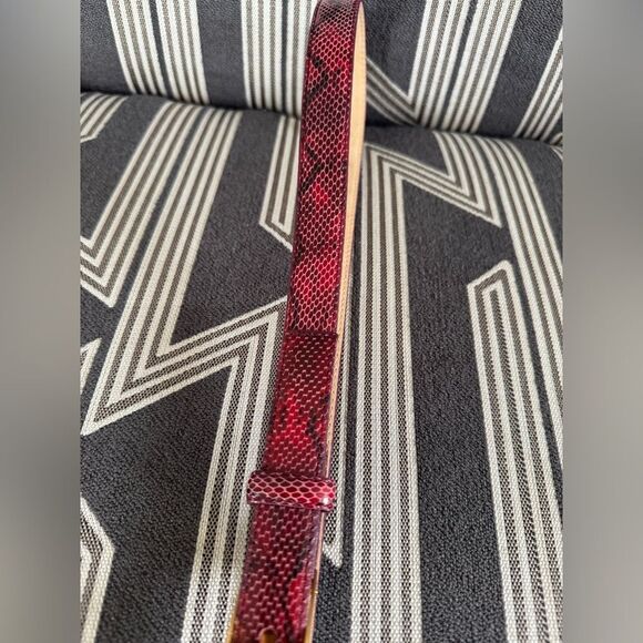 DKNY Red Black Leather Snakeskin Belt Size L - Picture 12 of 12